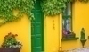 Žlutá stěna domu obrostlá zelení