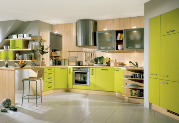Kuchyň v zelené barvě
