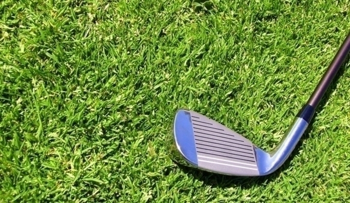 Golfová hůl na trávě